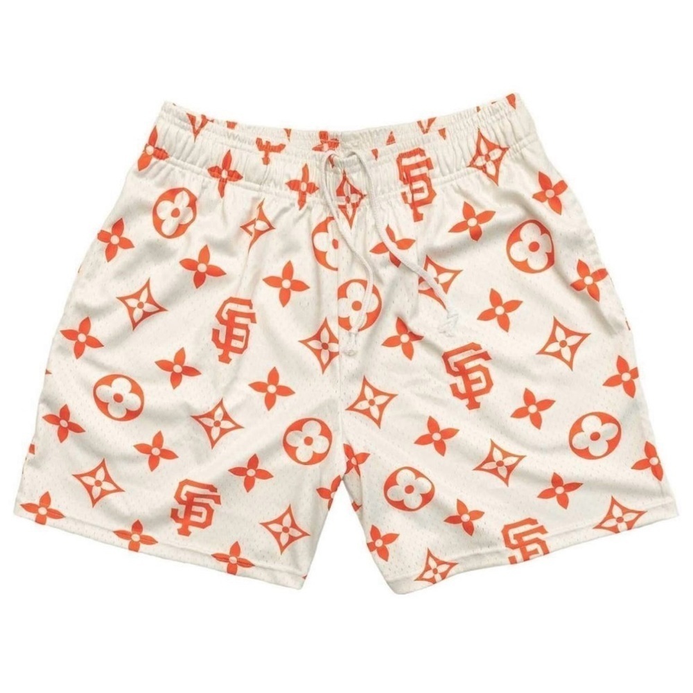 RARE- Bravest Studios - Louis Vuitton x SF Giants Orange Patterned Shorts